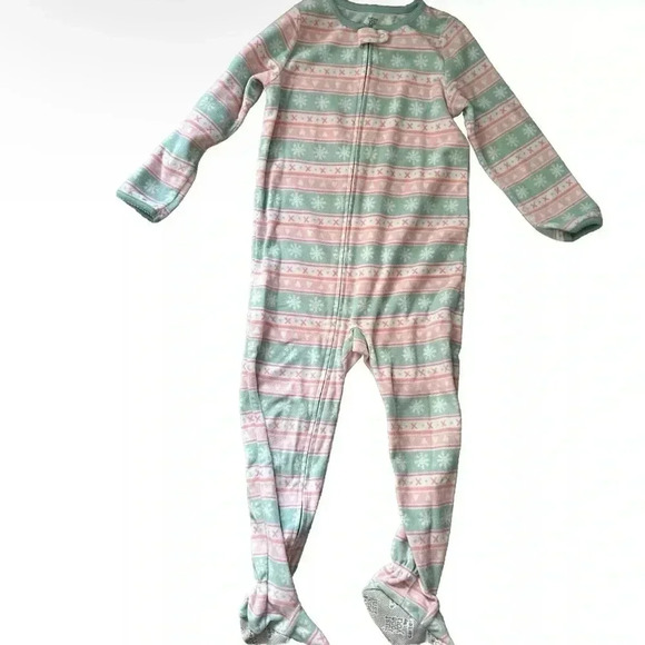 Lot Of 4 Carter’s Fleece Footie Warm Winter Pajamas Size 5T - Picture 6 of 9